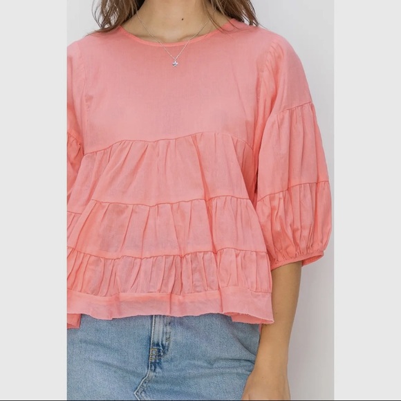 20 BEAUTIFUL SHORT SLEEVE BABYDOLL BLOUSE - Picture 5 of 6